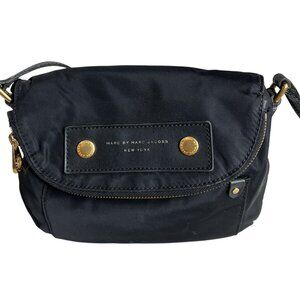 Marc By Marc Jacobs Black Nylon Crossbody Bag 9"x10" Gold Hardware
